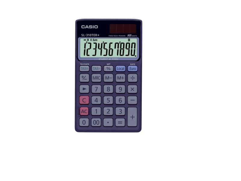 Calcolatrice tascabile CASIO 10 cifre – solare e batteria Blu Scuro – SL-310TER+-WA-EP