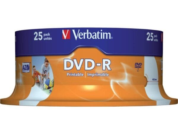 DVD-R Wide Stampabile Verbatim 4.7 GB Spindle Case in confezione da 25 dvd - 43538