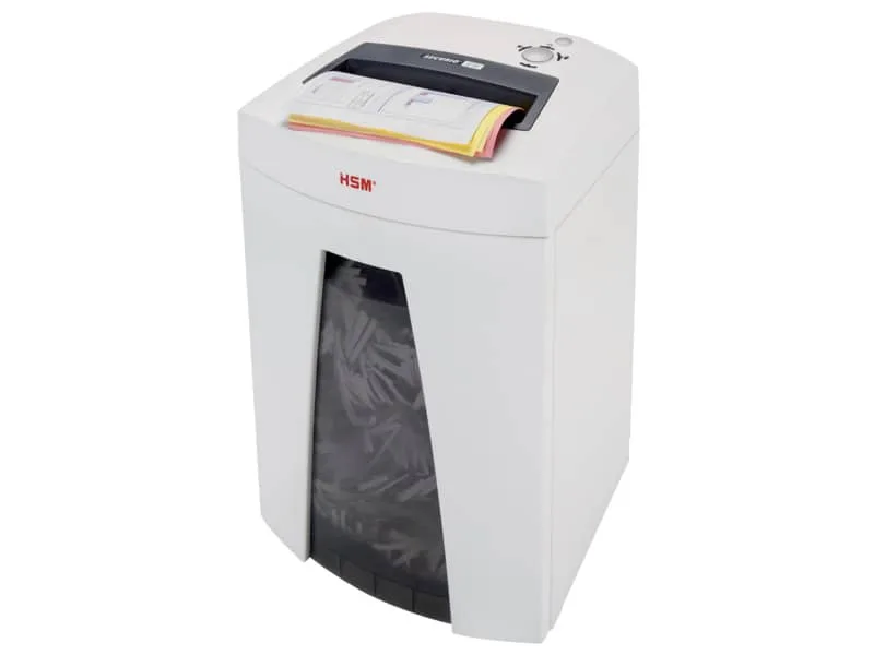 Distruggidocumenti uso moderato HSM SECURIO C18 – P-2 – 25 L – taglio a strisce 5,8 mm – bianco – 1911121