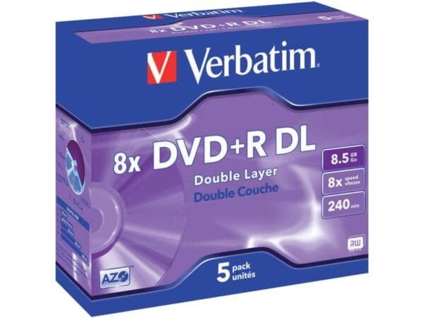 DVD+R Double Layer Verbatim Jewel case 8.5 GB - velocit… 8x conf. da 5 - 43541