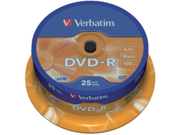 DVD-R Verbatim 16x 4.7 GB Spindle Case in confezione da 25 dvd - 43522
