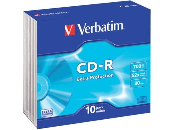 CD-R Extra Protection Verbatim 700 MB 52x Slim Case conf. da 10 - 43415