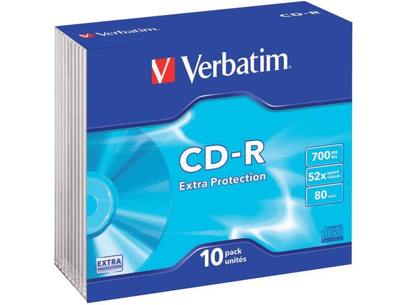 CD-R Extra Protection Verbatim 700 MB 52x Slim Case conf. da 10 – 43415