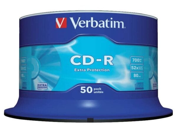 CD-R Extra Protection Verbatim 700 MB 52x Spindle Case da 50 cd-r - 43351