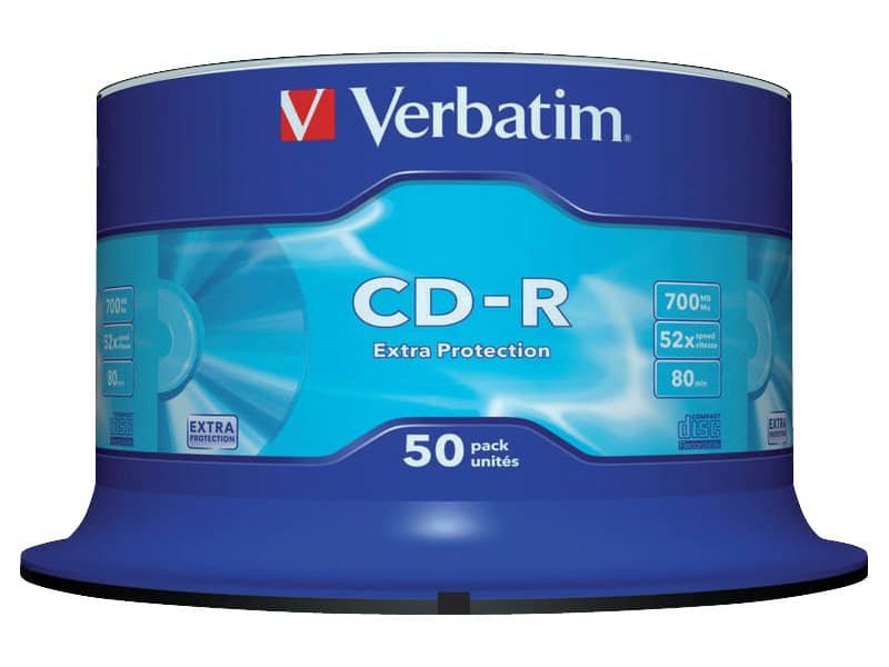 CD-R Extra Protection Verbatim 700 MB 52x Spindle Case da 50 cd-r – 43351