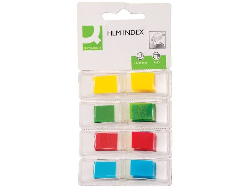 Segnapagina Q-Connect neon 12×43 mm 4 colori trasparenti blister 4 blocchetti da 35 – KF03631