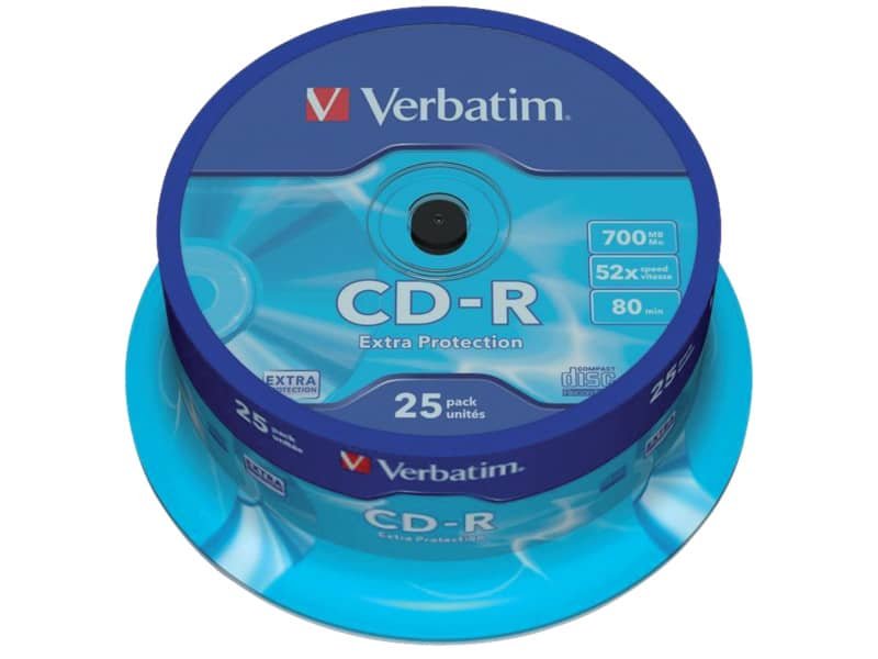 CD-R Extra Protection Verbatim 700 MB 52x Spindle Case da 25 cd-r – 43432