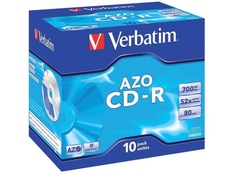 CD-R AZO Verbatim 52x 700 MB Jewel Case da 10 pezzi – 43327