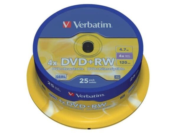 DVD+RW Verbatim 4x 4.7 GB  in confezione da 25 dvd+rw - 43489