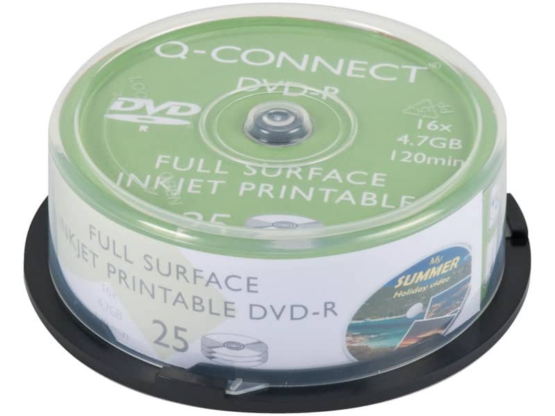 DVD-R Q-Connect Spindle 16x 120 min stampabile conf. da 25 pezzi – KF18021