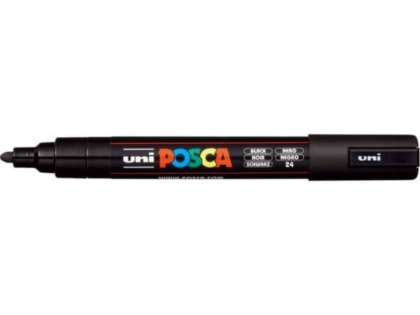 Marcatore a tempera POSCA Uni-Ball punta tonda 1,8-2,5 mm nero M PC5M N