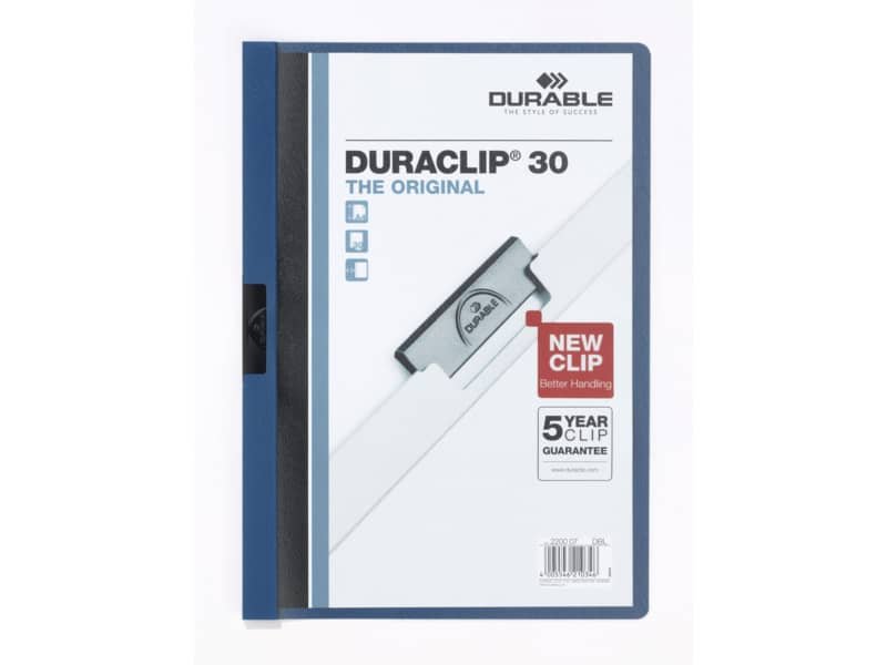 Cartellina con clip Durable DURACLIP© A4 – dorso 3 mm – capacit… 30 fogli blu – 220007