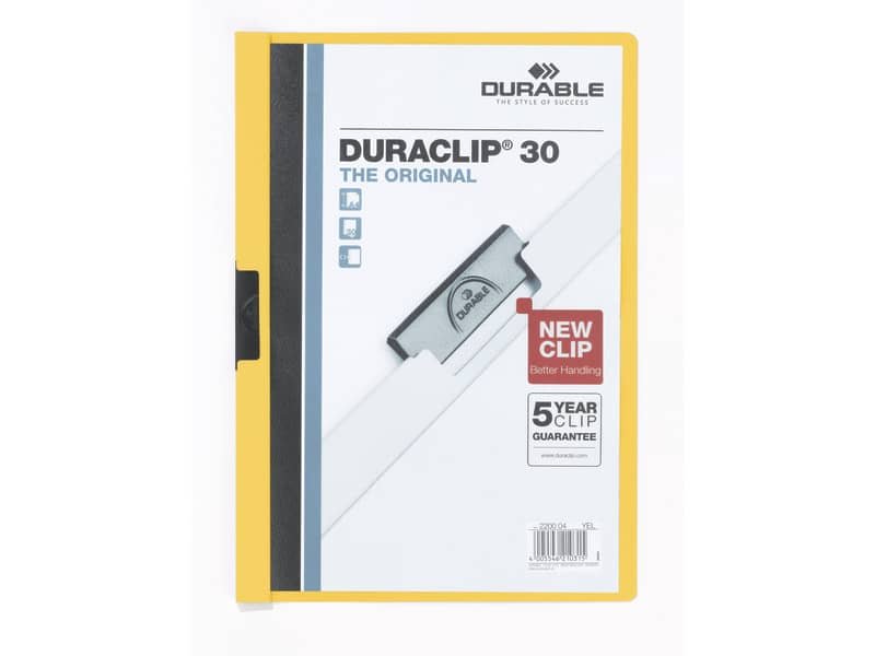 Cartellina con clip Durable DURACLIP© A4 giallo – dorso 3 mm – capacit… 30 fogli 2200-04