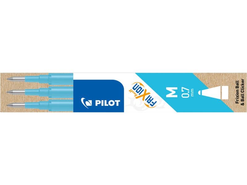 Refill penne a sfera Pilot Frixion Ball e Clicker 0,7 mm azzurro Set 3 pezzi – 006645