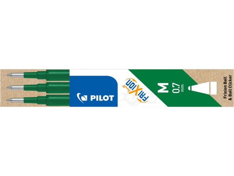 Refill penne a sfera Pilot Frixion Ball e Clicker 0,7 mm verde Set 3 pezzi – 006659