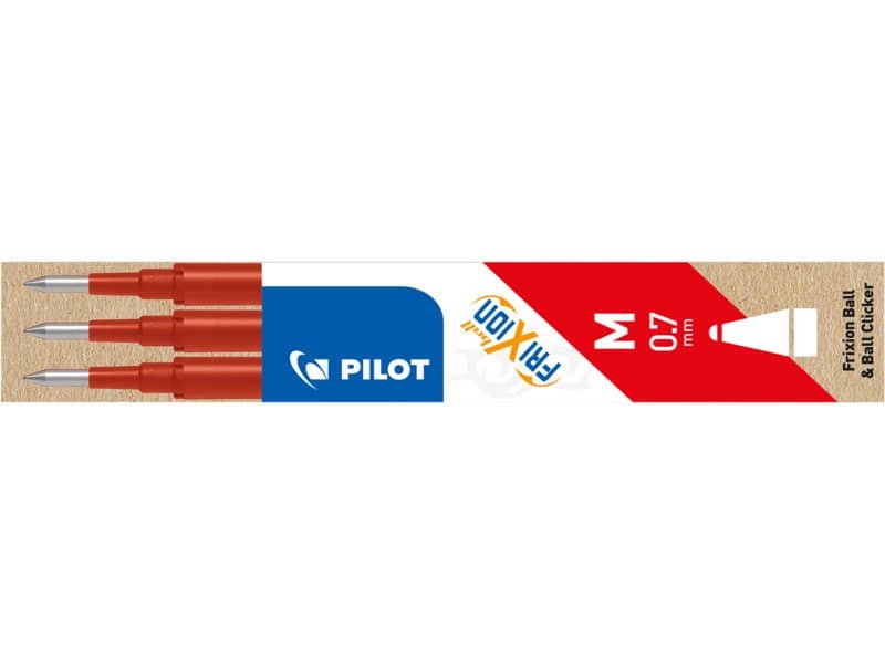 EC- Refill penne a sfera Pilot Frixion Ball e Clicker 0,7 mm rosso Set 3 pezzi – 006658
