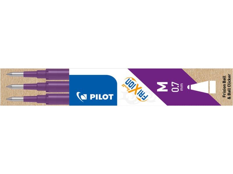 Refill penne a sfera Pilot Frixion Ball e Clicker 0,7 mm viola Set 3 pezzi – 006646