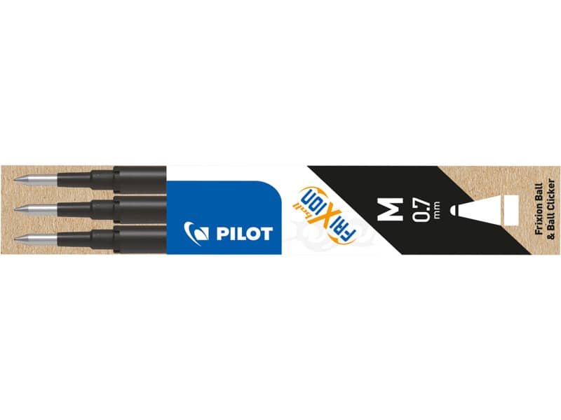 Refill penne a sfera Pilot Frixion Ball e Clicker 0,7 mm nero Set 3 pezzi – 006656