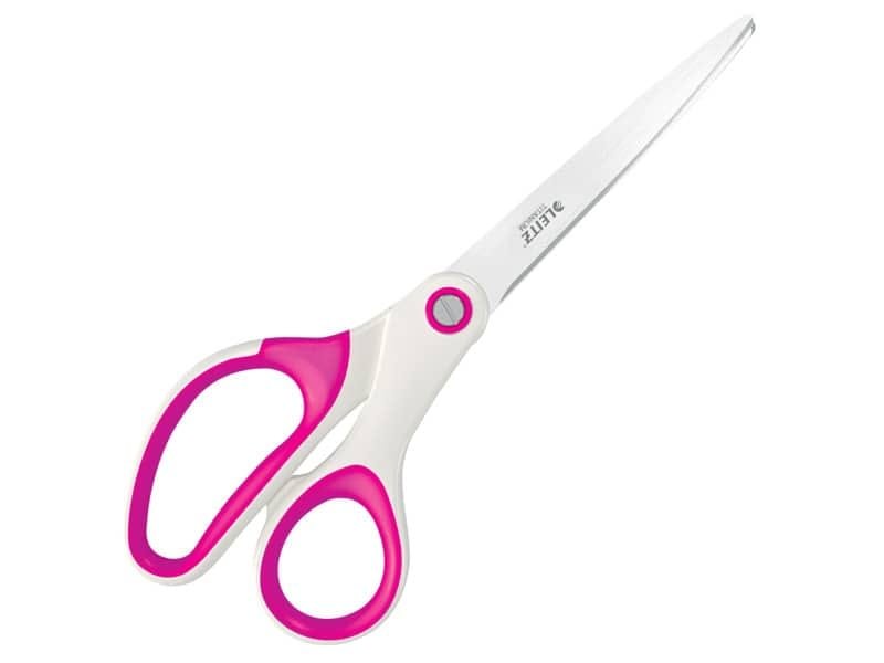 Forbici da ufficio Leitz WOW asimmetrica acciaio inox rivestito in titanio fucsia 20,5 cm – 53192123