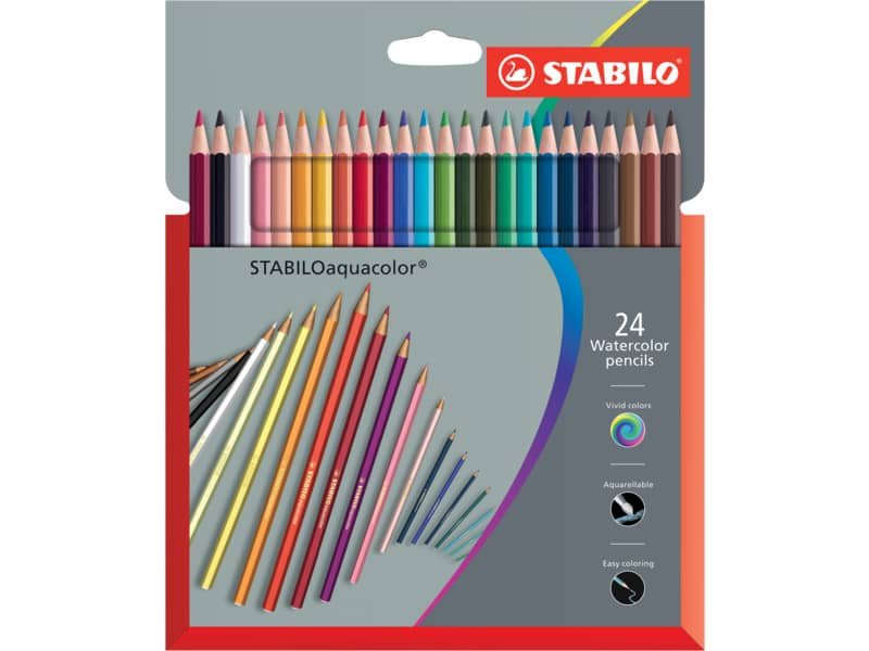 Matite colorate acquarellabili Stabilo aquacolor© astuccio in cartone assortiti Conf. 24 pezzi – 1624-3