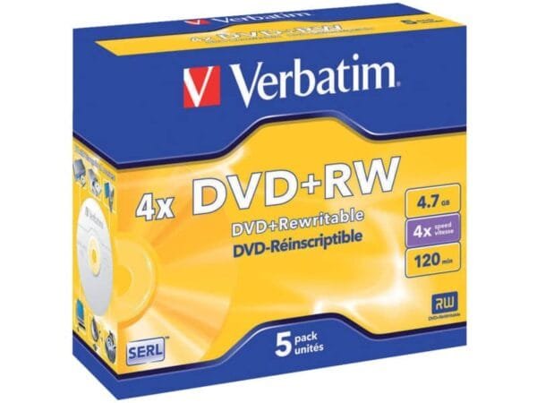DVD+RW Verbatim 4x 4.7 GB  Conf. 5 pezzi - 43229