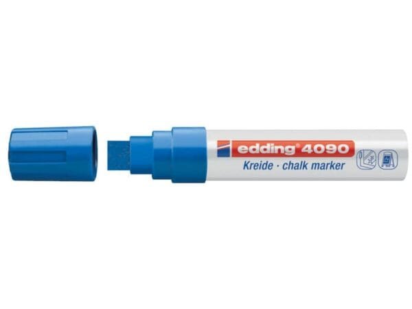Marcatore a gesso liquido edding 4090 punta scalpello 4-15 mm blu E-4090 003