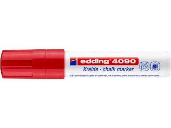Marcatore a gesso liquido edding 4090 punta scalpello 4-15 mm rosso E-4090 002