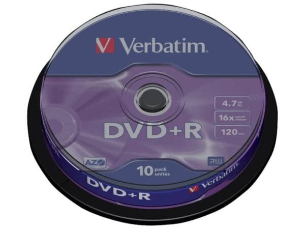 DVD+R Verbatim 16x 4.7 GB Spindle Case da 10 dvd-r - 43498