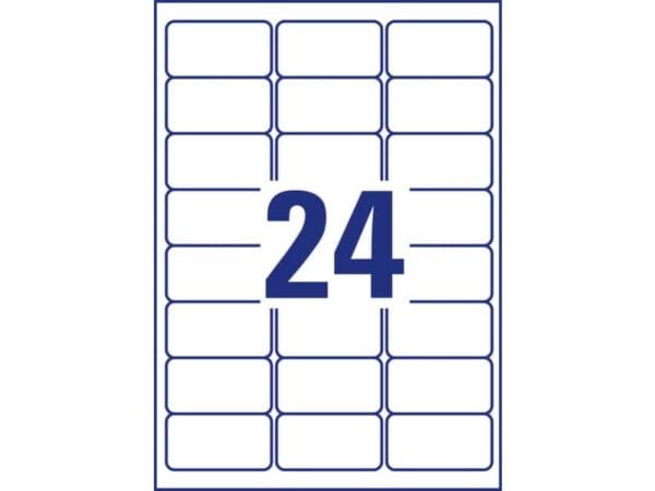 Etichette permanenti per freezer Avery 63,5x33,9 mm bianco - 24 et./foglio - laser/inkjet - cf. 25 fogli L7970-25