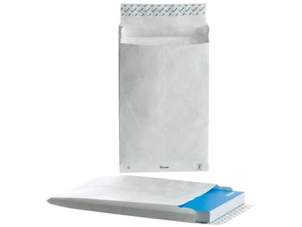 Buste a sacco con soffietti e strip bianche 305x406x50 mm - conf. 100 pz Tyvek formato E4 - 11846