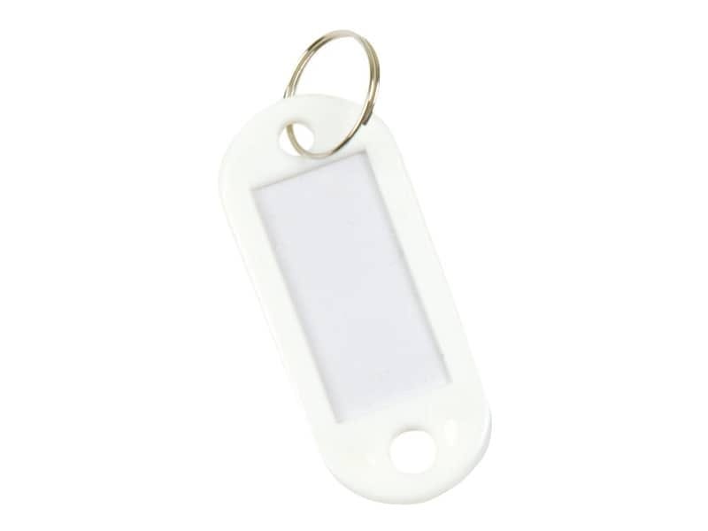 Targhetta portachiavi Q-Connect standard in plastica 5×2,2 cm bianco Confezione da 10 pezzi – KF10874
