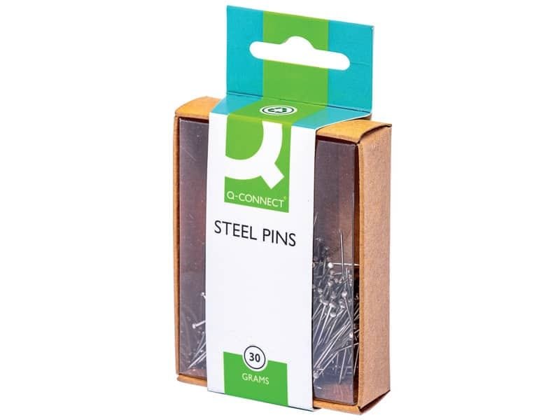 Spilli Q-Connect 30 mm acciaio  scatola da 30 grammi – KF02037
