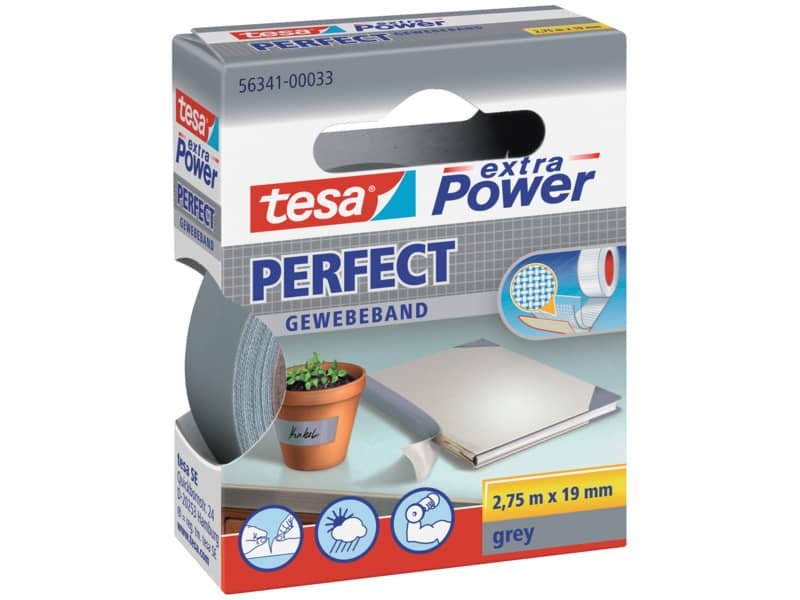 Nastro in tela plastificato XP Perfect 19 mm x 2,75 m Tesa grigio 56341-00033-03