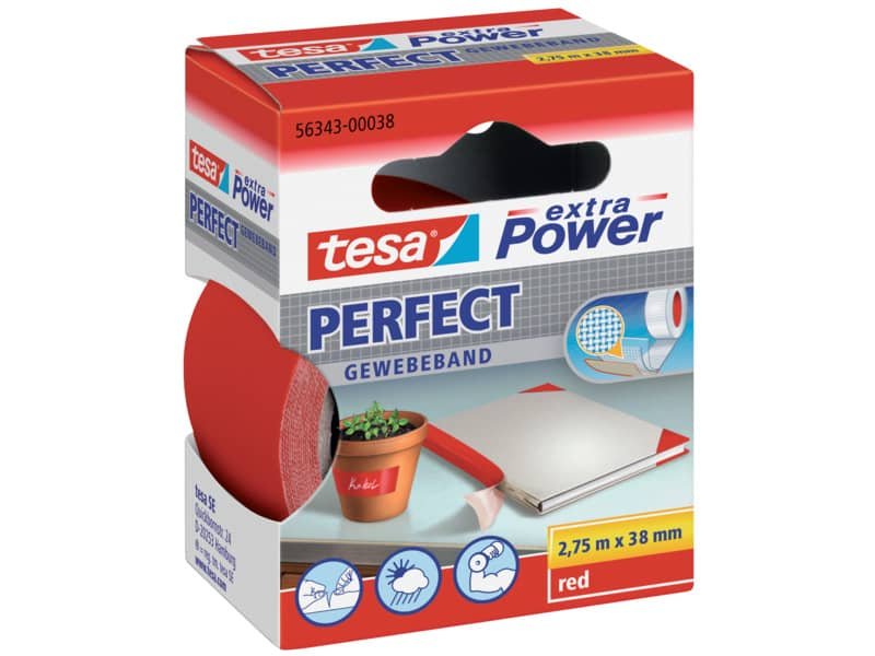 Nastro in tela plastificato XP Perfect 38 mm x 2,75 m Tesa rosso 56343-00038-03