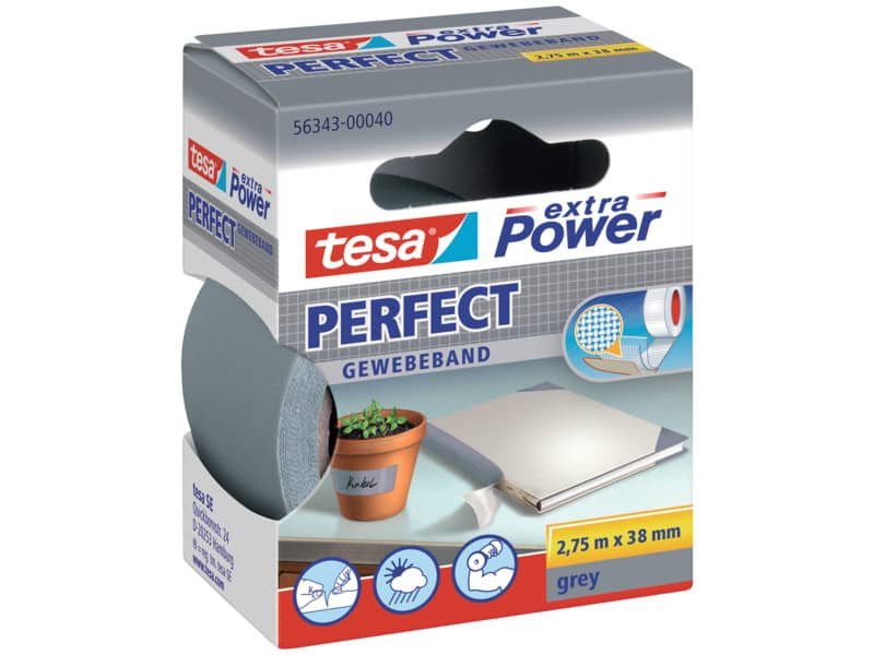 Nastro in tela plastificato XP Perfect 38 mm x 2,75 m Tesa grigio 56343-00040-03