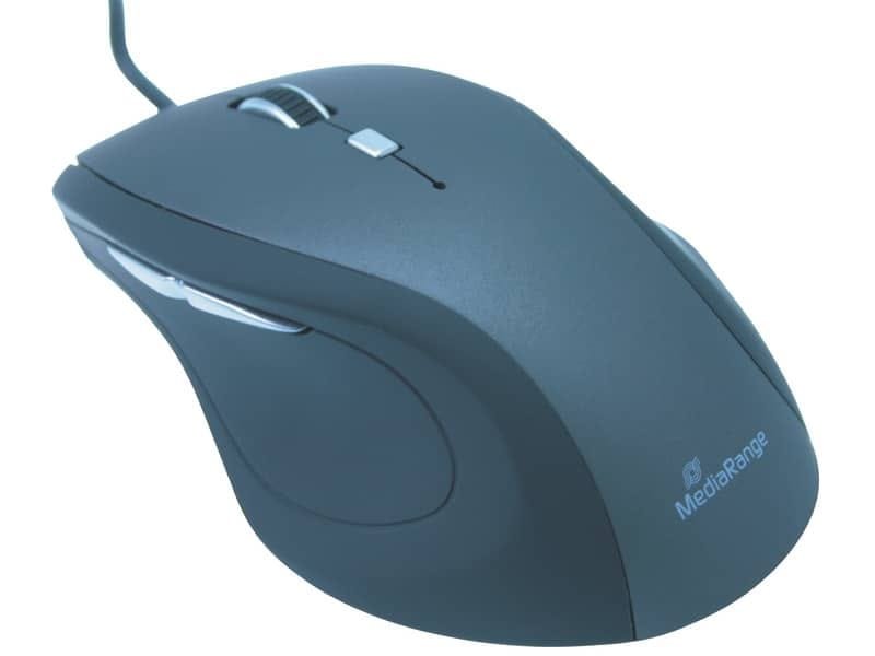 Mouse ottico Media Range 5 pulsanti con cavo 2400 dpi nero/grigio USB 2.0 MROS202