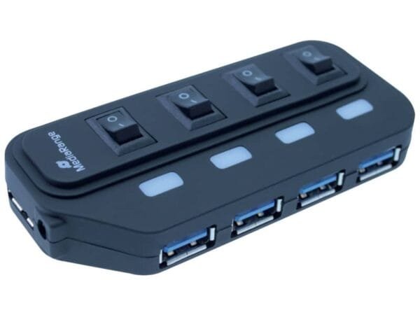 Hub Media Range USB 3.0 con quattro porte con interruttori separati e alimentatore - MRCS505