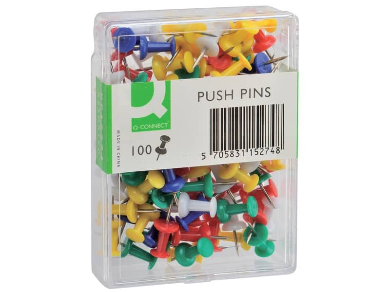 Spilli per bacheca Q-Connect colori assortiti conf. da 100 – KF15274
