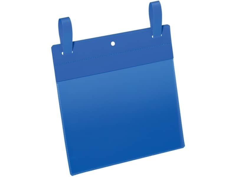 Tasche per identificazione Durable con fascette di aggancio blu f.to esterno mm 223×380- inserto A5 orizz. Cf 50- 174907