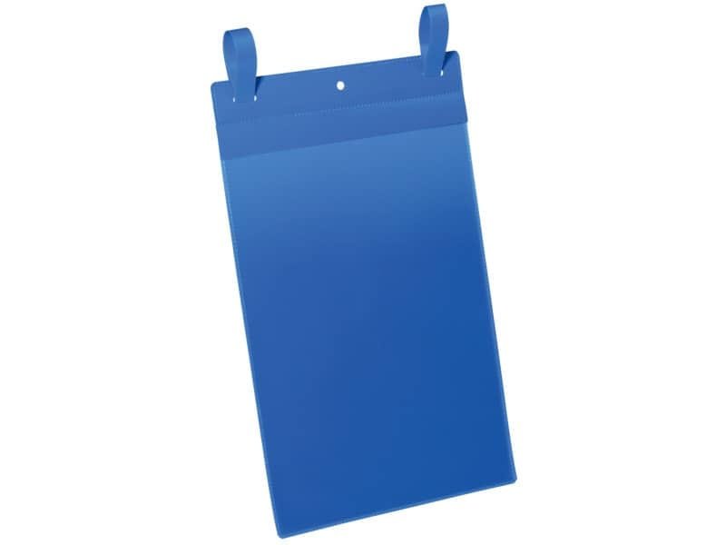 Tasche per identificazione Durable con fascette di aggancio blu f.to esterno mm 223×530- inserto A4 vert. cf. 50- 175007
