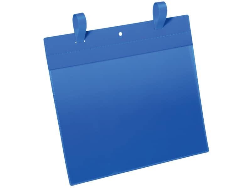 Tasche per identificazione Durable con fascette di aggancio blu f.to esterno mm 311×442- inserto A4 orizz. cf 50- 175107