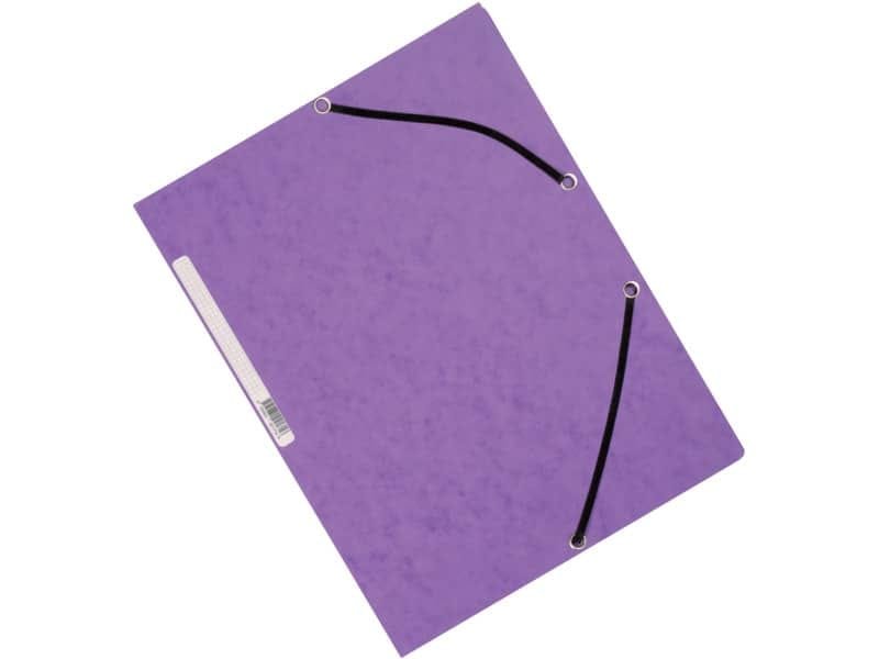 Cartellina a 3 lembi con elastico Q-Connect 24,3×32 cm cartoncino manilla 375 g/mý viola – KF02171