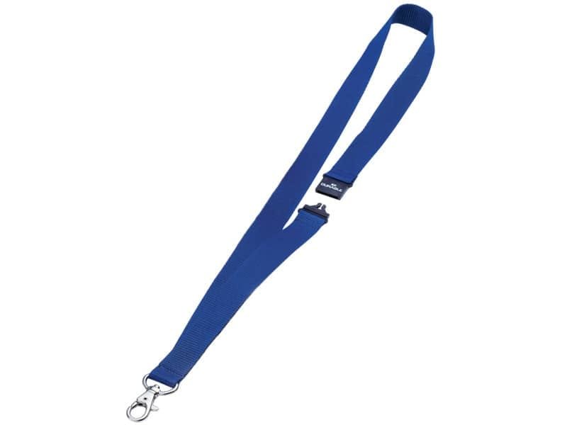 Cordoncino per portabadge DURABLE tessuto blu scuro 20mm x 44cm conf. 10 – 813707