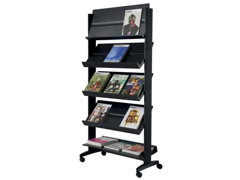 Portariviste da terra Paperflow large 5 ripiani con ruote nero – 85,5×38,5×165 cm – K502551