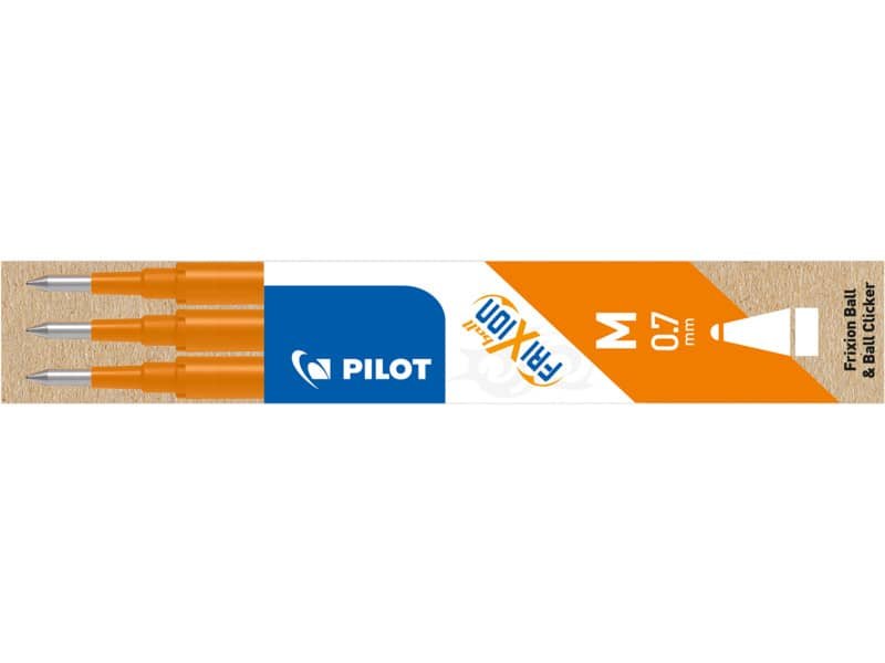 Refill penne a sfera Pilot Frixion Ball e Clicker 0,7 mm arancio Set 3 pezzi – 006647