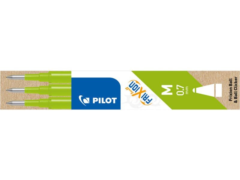 Refill penne a sfera Pilot Frixion Ball e Clicker 0,7 mm verde chiaro Set 3 pezzi – 006608