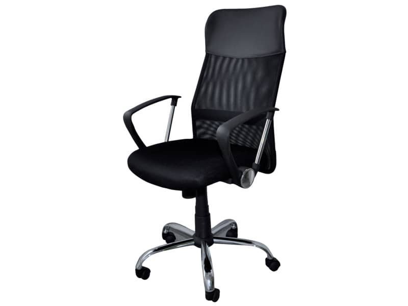 Seduta semi-direzionale nera in rete e pelle con braccioli Office Products Corfu – 23023331-05
