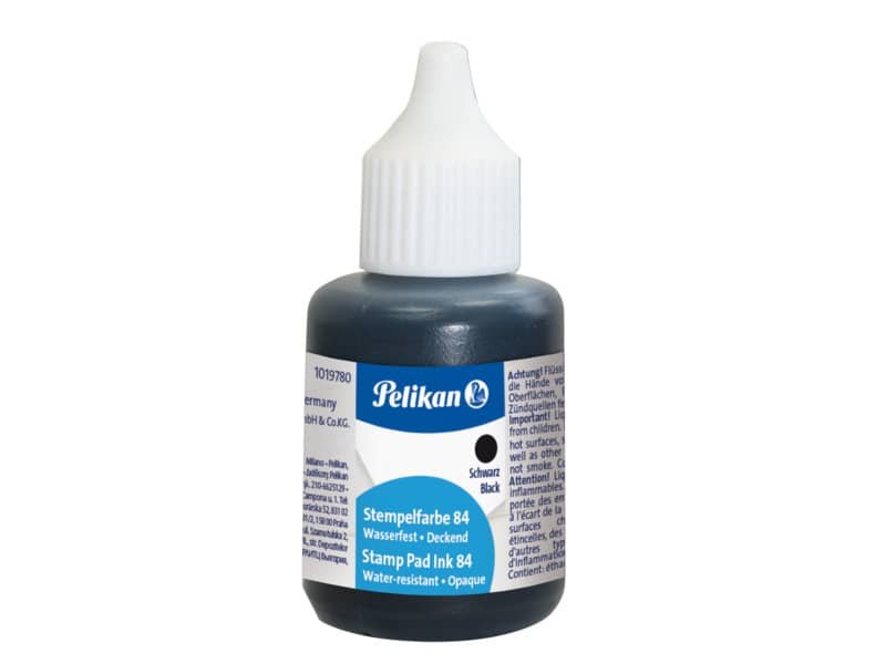 Inchiostro per timbri idrorepellente Pelikan tipo 84 flacone 30 ml nero 351460