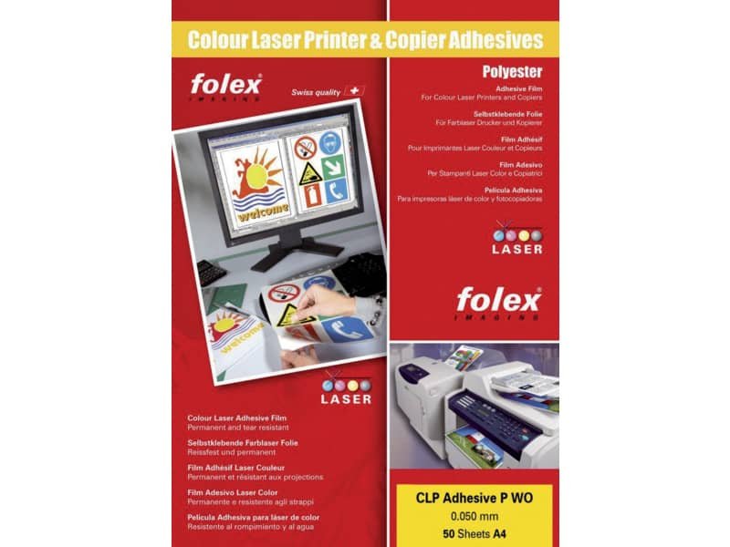 Film adesivo per laser e copiatrici Folex CLP Adhesive P CL 0,05 mm A4 trasparente  Cf. 50 – 2999C.050.44100