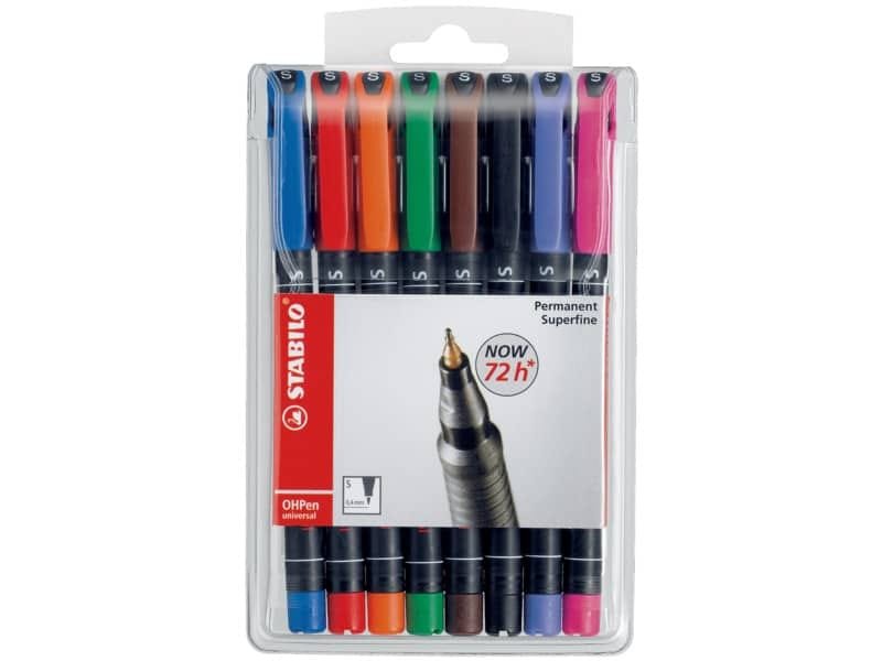 Penne Stabilo OHPen universal Superfine (S) 0,4 mm assortiti astuccio da 8 – 841/8